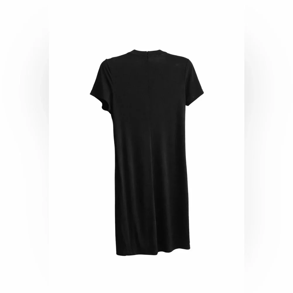 Casual Chic Michael Kors Black Eyelet Gold Trim Midi Dress Size Small